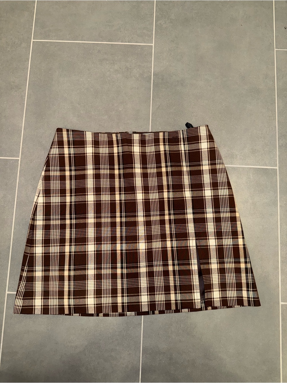 Aritzia Brown and Cream Plaid Mini Skirt